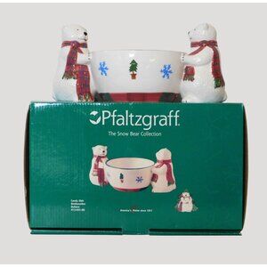 Pfaltzgraff Snow Bear Candy Dish Original Box Retired Polar Bears Holidays